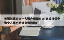 无锡社保查询个人账户明细查询(无锡社保查询个人账户明细查询微信)