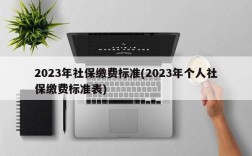 2023年社保缴费标准(2023年个人社保缴费标准表)