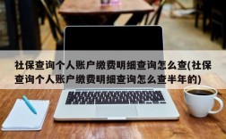 社保查询个人账户缴费明细查询怎么查(社保查询个人账户缴费明细查询怎么查半年的)