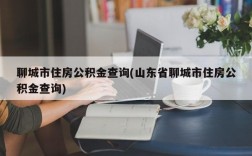 聊城市住房公积金查询(山东省聊城市住房公积金查询)