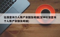 社保查询个人账户余额及明细(深圳社保查询个人账户余额及明细)