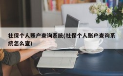 社保个人账户查询系统(社保个人账户查询系统怎么查)