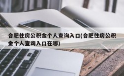 合肥住房公积金个人查询入口(合肥住房公积金个人查询入口在哪)