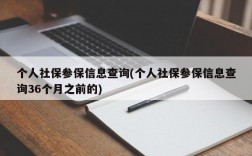 个人社保参保信息查询(个人社保参保信息查询36个月之前的)