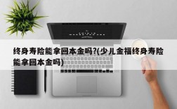 终身寿险能拿回本金吗?(少儿金福终身寿险能拿回本金吗)