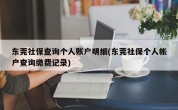 东莞社保查询个人账户明细(东莞社保个人帐户查询缴费记录)