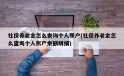 社保养老金怎么查询个人账户(社保养老金怎么查询个人账户余额明细)