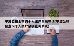 宁波公积金查询个人账户余额查询(宁波公积金查询个人账户余额查询系统)