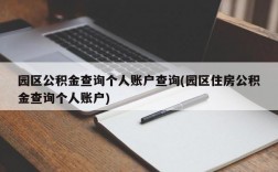 园区公积金查询个人账户查询(园区住房公积金查询个人账户)