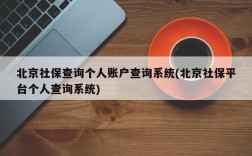 北京社保查询个人账户查询系统(北京社保平台个人查询系统)