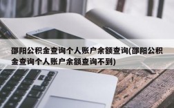 邵阳公积金查询个人账户余额查询(邵阳公积金查询个人账户余额查询不到)